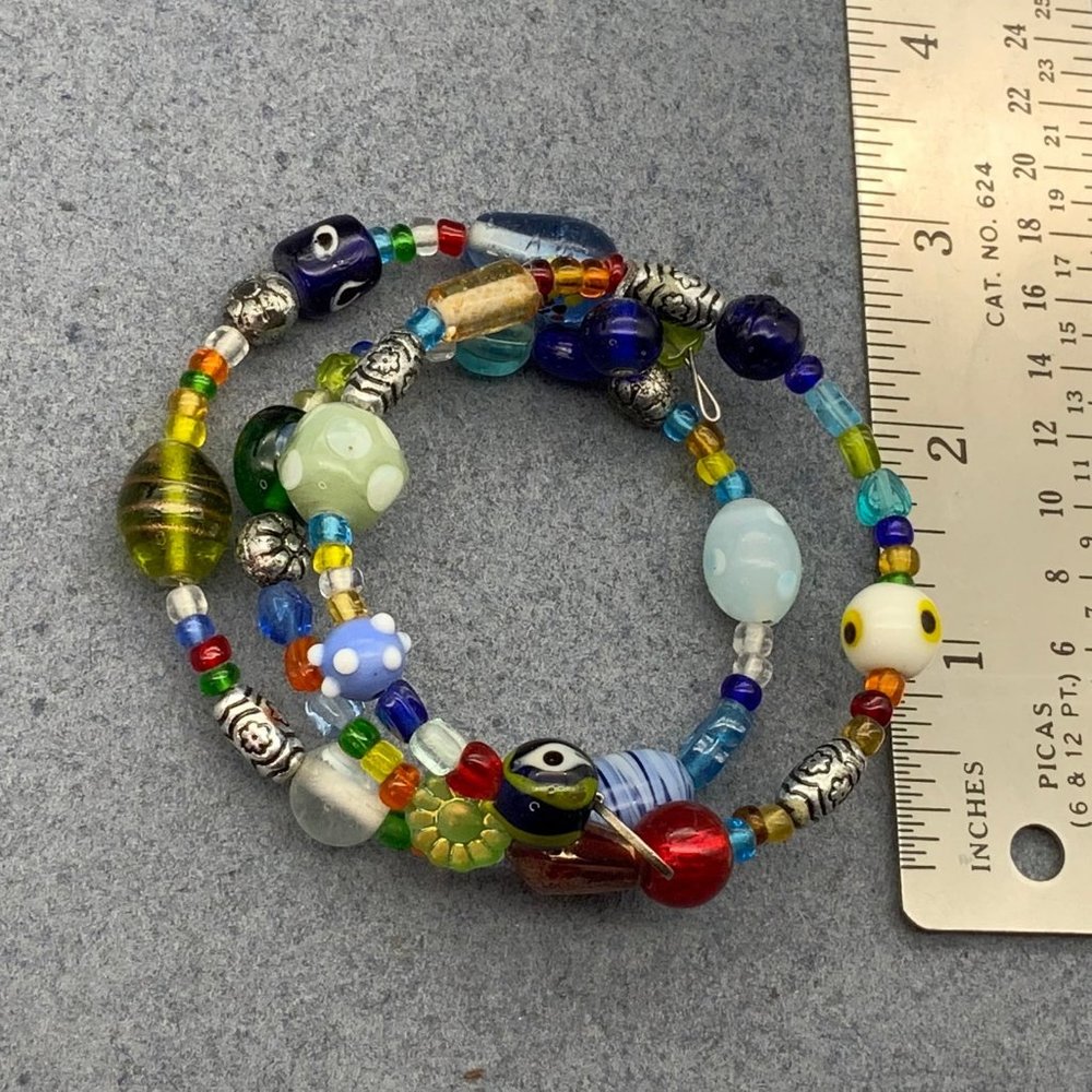 Multicolor Memory Wrap Bracelet Made With Love Green Red Blue Black White - Picture 6 of 12